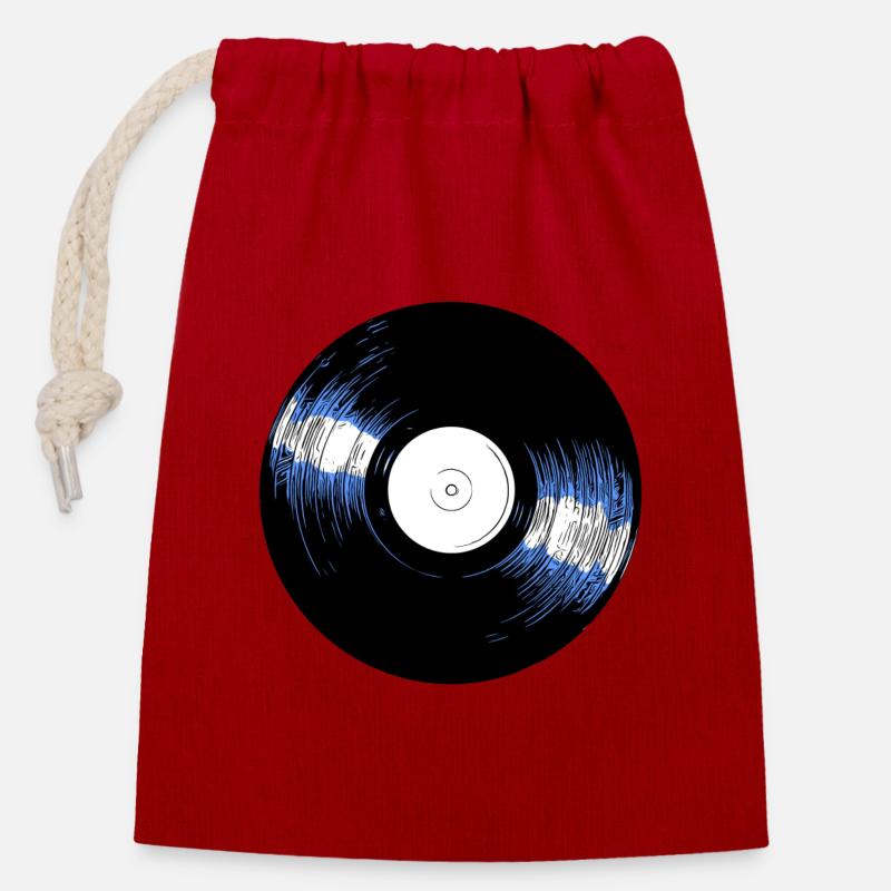 Vinyle - Sac cadeau en coton avec cordon (14 x 20 cm) - rouge