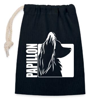 Papillon Profil Hunde Hund Wilsigns - Verschließbarer Geschenkbeutel aus Baumwolle (14x20cm) - Navy - Vorne