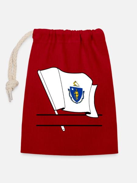 Flagge Massachusetts Textbanner - Verschließbarer Geschenkbeutel aus Baumwolle (14x20cm) - Rot