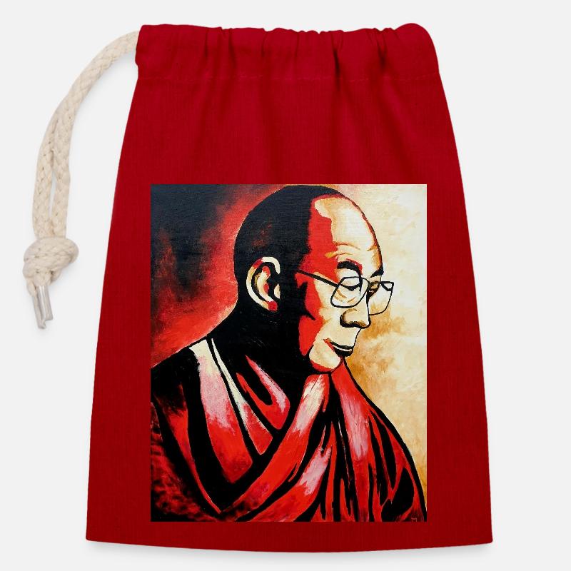Dalai Lama - Verschließbarer Geschenkbeutel aus Baumwolle (14x20cm) - Rot
