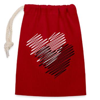 Deux coeurs gribouiller - Sac cadeau en coton avec cordon (14 x 20 cm) - rouge - Devant