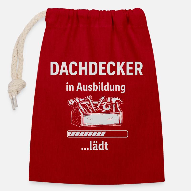 Dachdecker in Ausbildung lädt - Verschließbarer Geschenkbeutel aus Baumwolle (14x20cm) - Rot