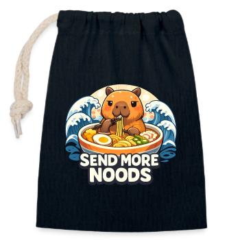 Envoyez plus de nouilles - Sac cadeau en coton avec cordon (14 x 20 cm) - bleu marine - Devant