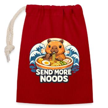 Send More Noods - Verschließbarer Geschenkbeutel aus Baumwolle (14x20cm) - Rot - Vorne