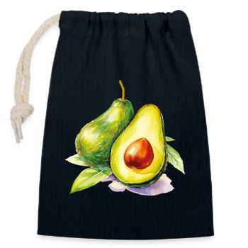 Avocado Watercolor Freshness - Closable cotton gift bag (14x20cm) - navy - Front