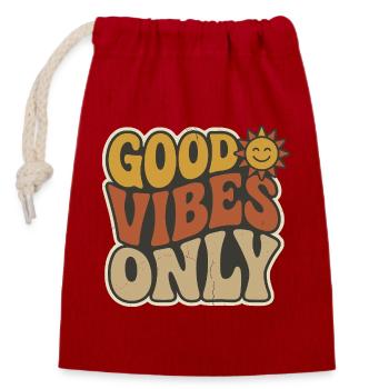  Retro 70s Smiling Sun | Vintage Aesthetic Typogra - Closable cotton gift bag (14x20cm) - red - Front