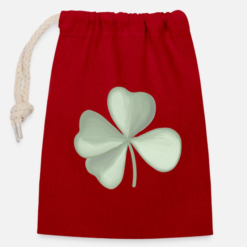Cloverleaf pastel - Closable cotton gift bag (14x20cm) - red