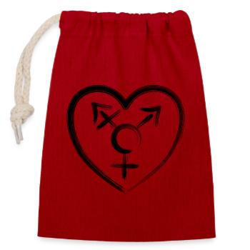 Herzemblem Transgender schwarz - Verschließbarer Geschenkbeutel aus Baumwolle (14x20cm) - Rot - Vorne