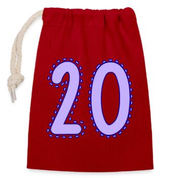 20. 20 ANS. 20e ANNIVERSAIRE. ANNIVERSAIRE 20 ANS. - Sac cadeau en coton avec cordon (14 x 20 cm) - rouge - Devant