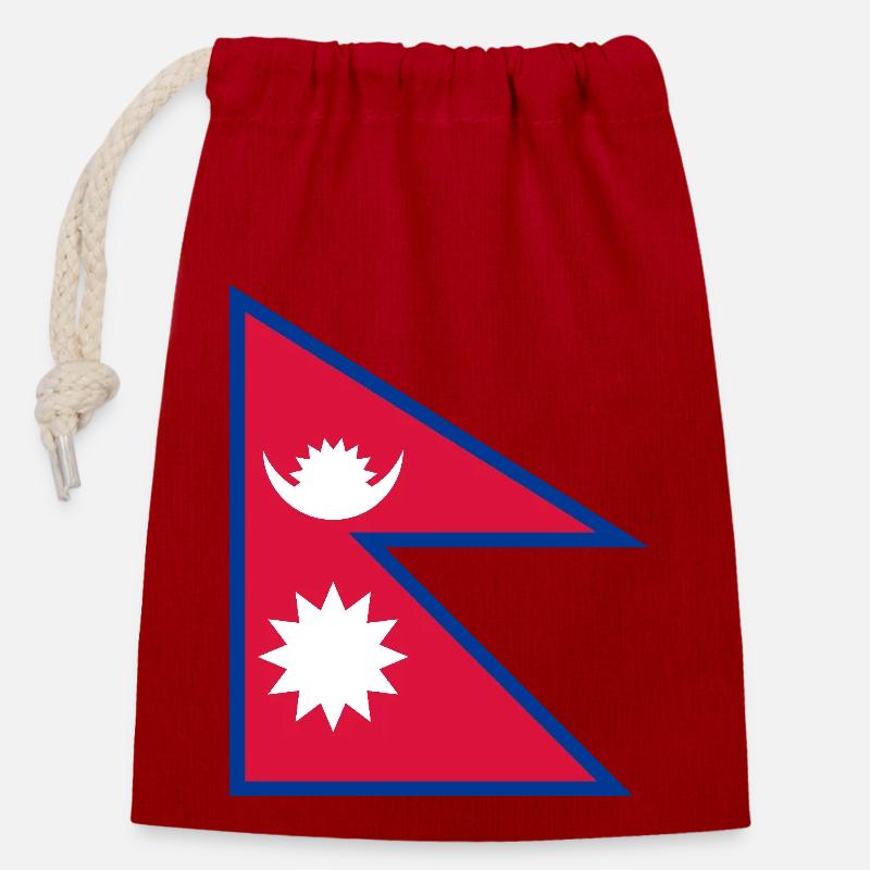 Nepal - Verschließbarer Geschenkbeutel aus Baumwolle (14x20cm) - Rot