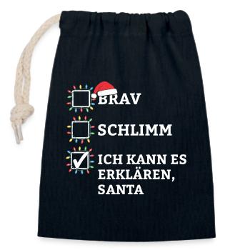 I can explain, Santa - Closable cotton gift bag (14x20cm) - navy - Front
