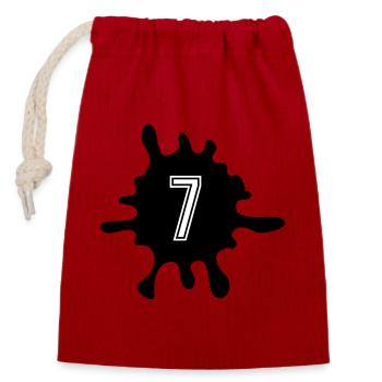 Blobs 7 Number - Closable cotton gift bag (14x20cm) - red - Front