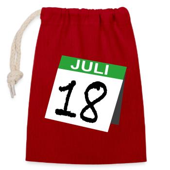 18th Birthday Calendar July Eighteen - Closable cotton gift bag (14x20cm) - red - Front