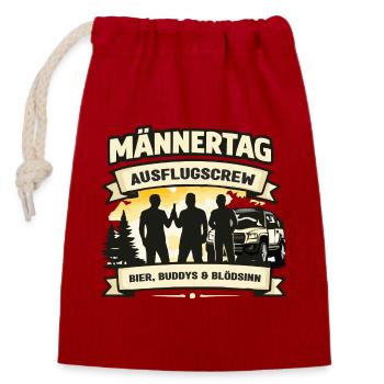 Männertag Crew: Bier, Buddys & Blödsinn - Verschließbarer Geschenkbeutel aus Baumwolle (14x20cm) - Rot - Vorne