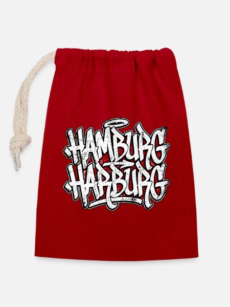 Hamburg Harburg - Verschließbarer Geschenkbeutel aus Baumwolle (14x20cm) - Rot
