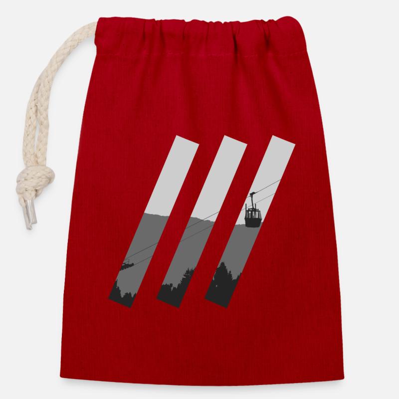 Gondola slashes - Closable cotton gift bag (14x20cm) - red