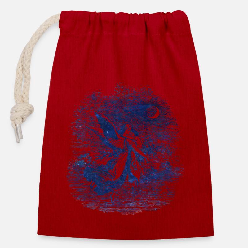 Angel - Closable cotton gift bag (14x20cm) - red