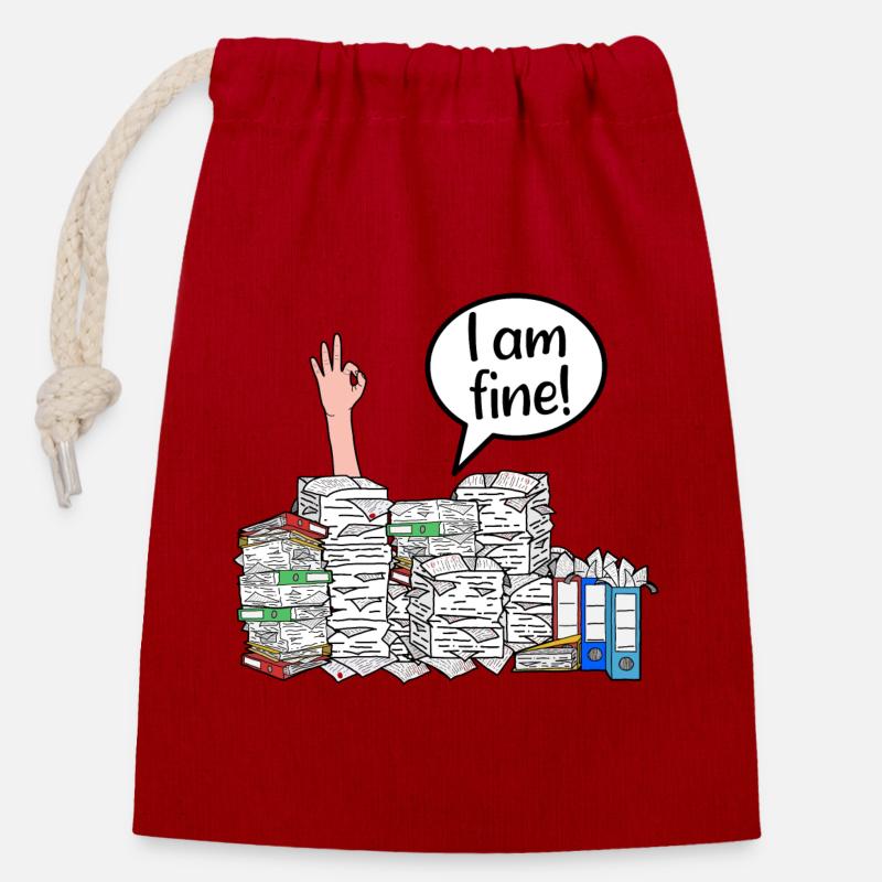 I am fine! - Closable cotton gift bag (14x20cm) - red