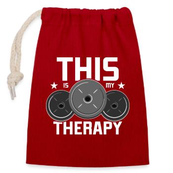 Entraînement, Fitness, Gym, Entraînement, Sports, Fun - Sac cadeau en coton avec cordon (14 x 20 cm) - rouge - Devant