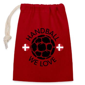 we love handball denmark european championship world handball player symbol - Closable cotton gift bag (14x20cm) - red - Front
