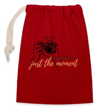 Capturez l’instant présent - Sac cadeau en coton avec cordon (14 x 20 cm) - rouge - Devant