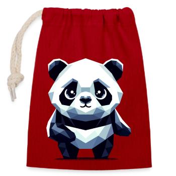 Polygon Panda - Verschließbarer Geschenkbeutel aus Baumwolle (14x20cm) - Rot - Vorne