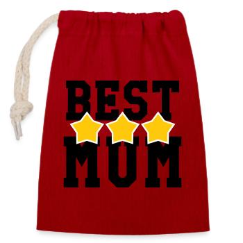 Best Mom - Mother's Day - Closable cotton gift bag (14x20cm) - red - Front