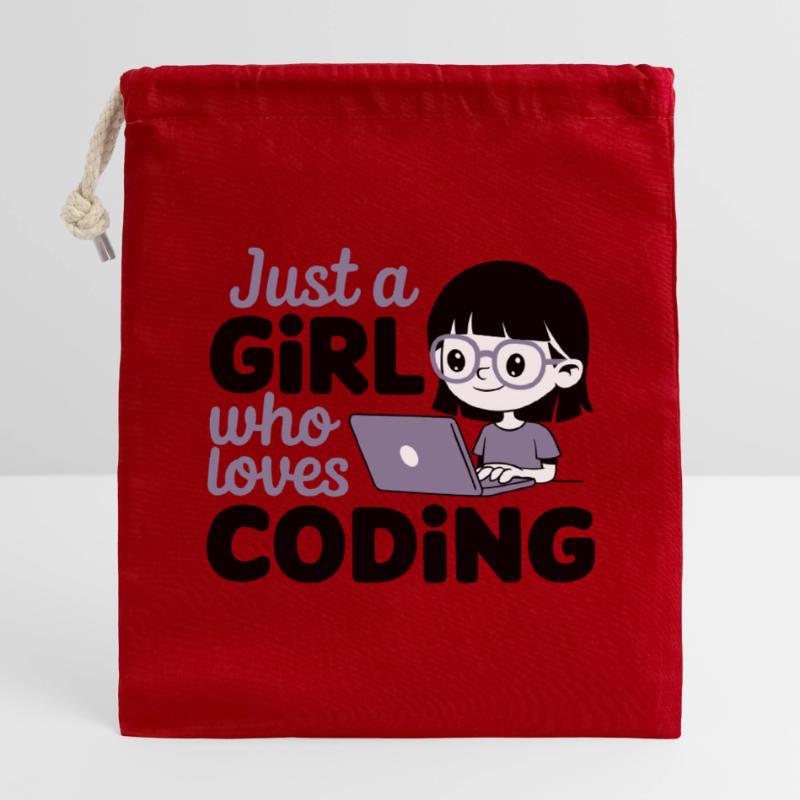 Juste une fille qui aime coder Sac cadeau en coton avec cordon (14 x 20 cm)