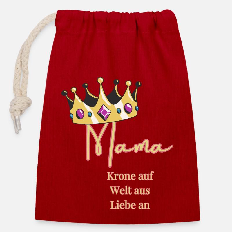 For me you always wear the crown - Mom, Queen! - Closable cotton gift bag (14x20cm) - red