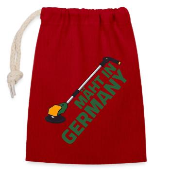 Rasentrimmer Rasen mähen - Mäht in Germany - Verschließbarer Geschenkbeutel aus Baumwolle (14x20cm) - Rot - Vorne