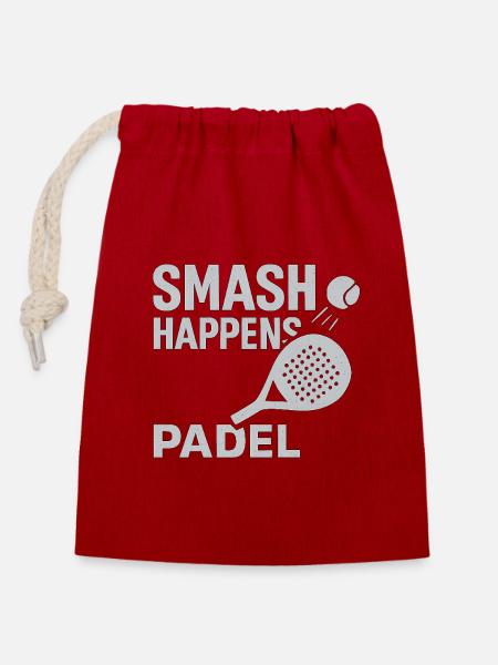 Smash Happens Padel - Verschließbarer Geschenkbeutel aus Baumwolle (14x20cm) - Rot