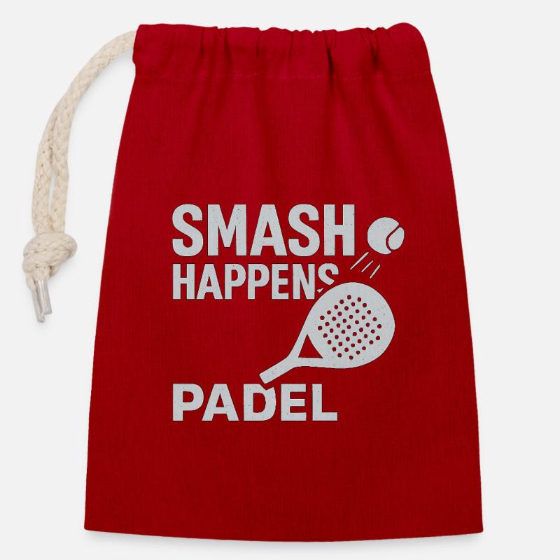 Smash Happens Padel - Verschließbarer Geschenkbeutel aus Baumwolle (14x20cm) - Rot