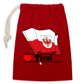 Drapeau du Tyrol avec cœur - Sac cadeau en coton avec cordon (14 x 20 cm) - rouge - Devant