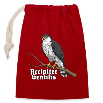 Autour des palombes Accipiter Gentilis Oiseau de proie - Sac cadeau en coton avec cordon (14 x 20 cm) - rouge - Devant