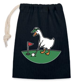 Golfente im Cartoon Stil - Verschließbarer Geschenkbeutel aus Baumwolle (14x20cm) - Navy - Vorne