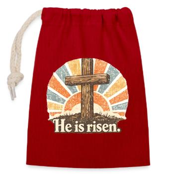 Crucifix He is Risen Vintage - Closable cotton gift bag (14x20cm) - red - Front