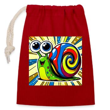Snail - Closable cotton gift bag (14x20cm) - red - Front