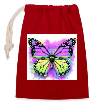 Schmetterling - Verschließbarer Geschenkbeutel aus Baumwolle (14x20cm) - Rot - Vorne
