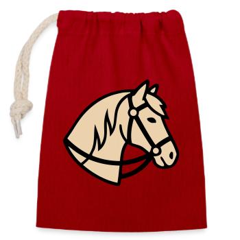 Pony Kopf Pferd Züchter Logo - Verschließbarer Geschenkbeutel aus Baumwolle (14x20cm) - Rot - Vorne