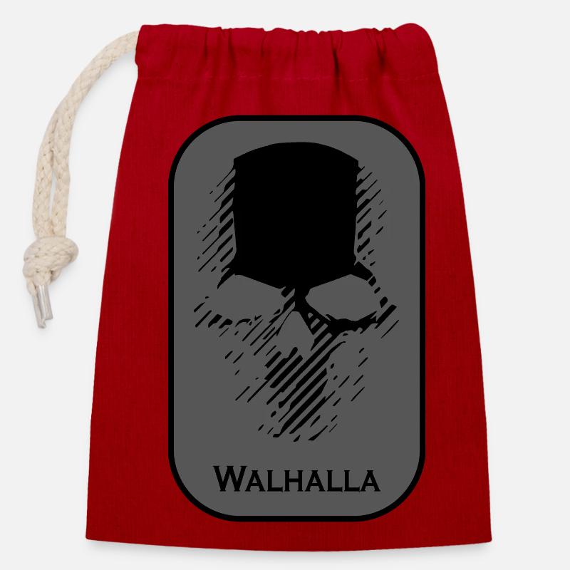 Walhalla - Closable cotton gift bag (14x20cm) - red