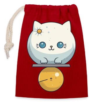 Illustration de chat mignon - Sac cadeau en coton avec cordon (14 x 20 cm) - rouge - Devant