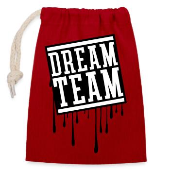 Dream Team - Verschließbarer Geschenkbeutel aus Baumwolle (14x20cm) - Rot - Vorne