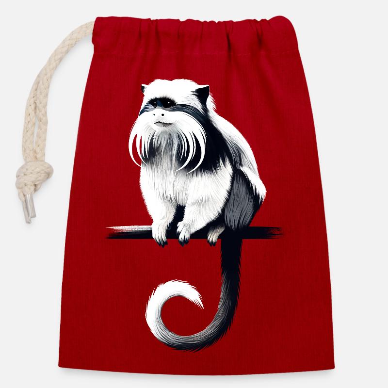 Emperor tamarin - Closable cotton gift bag (14x20cm) - red