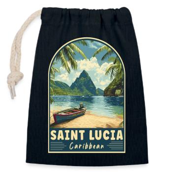 Explore Saint Lucia Caribbean Tropical Paradise - Closable cotton gift bag (14x20cm) - navy - Front