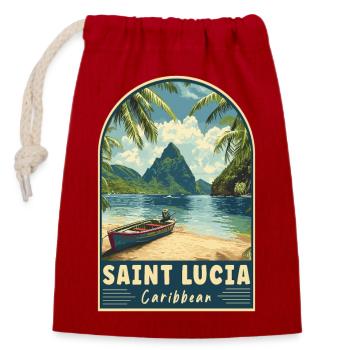 Explore Saint Lucia Caribbean Tropical Paradise - Closable cotton gift bag (14x20cm) - red - Front
