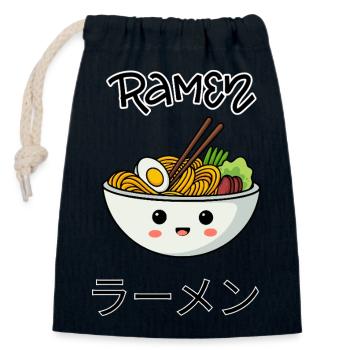 Kawaii Ramen Bowl Illustration - Verschließbarer Geschenkbeutel aus Baumwolle (14x20cm) - Navy - Vorne
