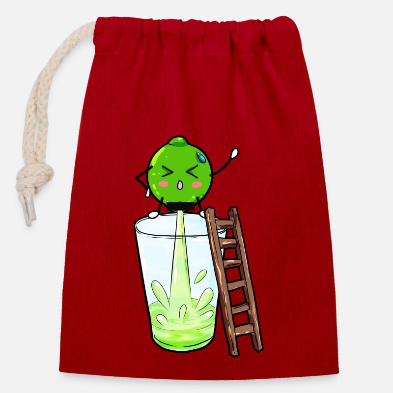 Lime pees lemonade - Closable cotton gift bag (14x20cm) - red