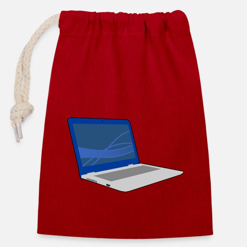 Laptop computer keyboard PC notebook gift idea - Closable cotton gift bag (14x20cm) - red