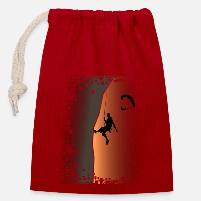 Geschenke Klettern Bouldern - Rock Climbing Klettern - Verschließbarer Geschenkbeutel aus Baumwolle (14x20cm) - Rot