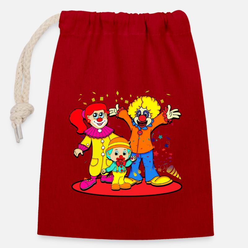 Karneval Clown - Verschließbarer Geschenkbeutel aus Baumwolle (14x20cm) - Rot